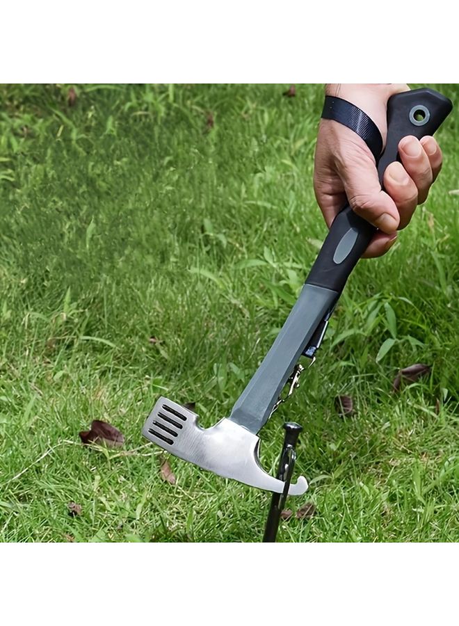 Grey Heavy Duty Camping Hammer with Tent Peg Remover and Suspension Strap - Image 2